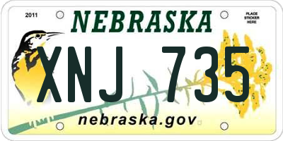 NE license plate XNJ735