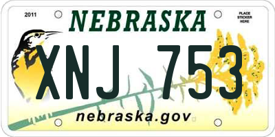 NE license plate XNJ753