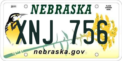 NE license plate XNJ756