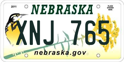NE license plate XNJ765