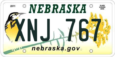 NE license plate XNJ767