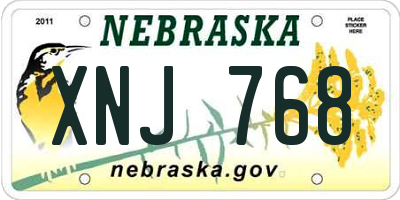 NE license plate XNJ768