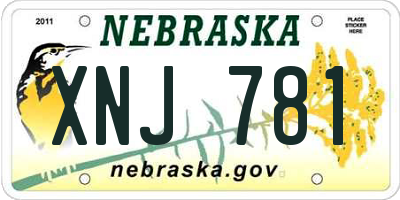 NE license plate XNJ781