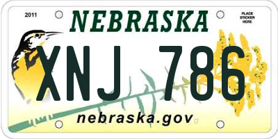 NE license plate XNJ786