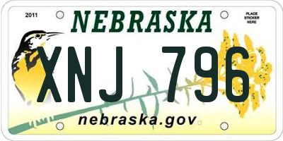 NE license plate XNJ796