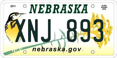 NE license plate XNJ893