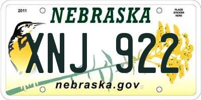 NE license plate XNJ922