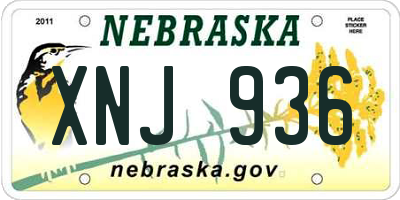 NE license plate XNJ936