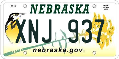 NE license plate XNJ937
