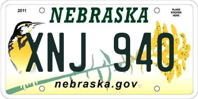 NE license plate XNJ940