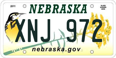 NE license plate XNJ972