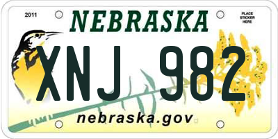 NE license plate XNJ982