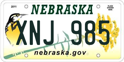 NE license plate XNJ985