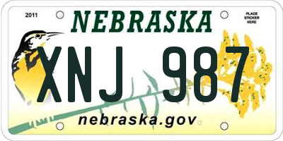 NE license plate XNJ987