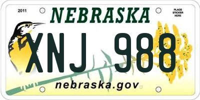 NE license plate XNJ988