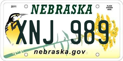 NE license plate XNJ989