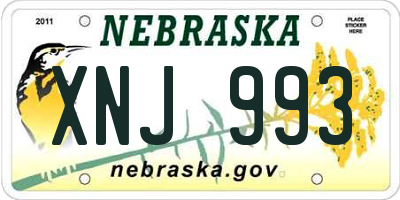 NE license plate XNJ993