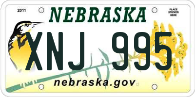 NE license plate XNJ995
