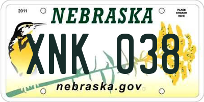 NE license plate XNK038