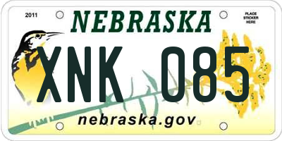 NE license plate XNK085