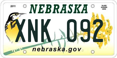 NE license plate XNK092