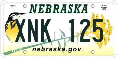 NE license plate XNK125