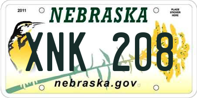 NE license plate XNK208