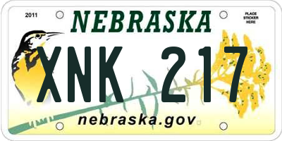 NE license plate XNK217