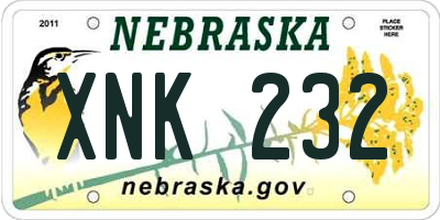 NE license plate XNK232
