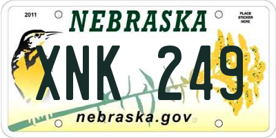 NE license plate XNK249