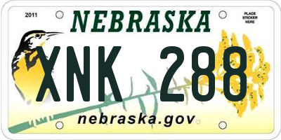 NE license plate XNK288