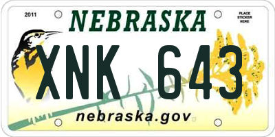 NE license plate XNK643