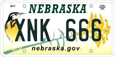 NE license plate XNK666