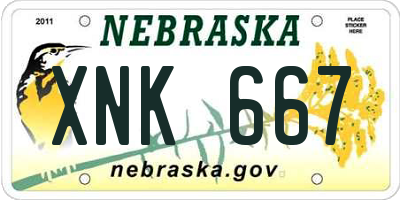 NE license plate XNK667