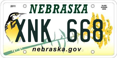 NE license plate XNK668