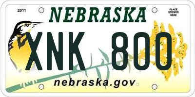NE license plate XNK800