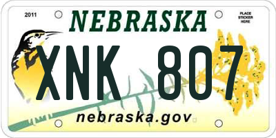 NE license plate XNK807