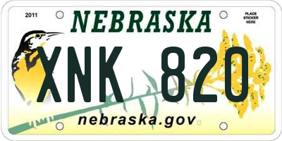 NE license plate XNK820