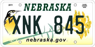 NE license plate XNK845