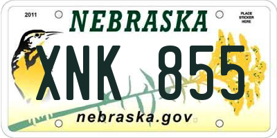 NE license plate XNK855
