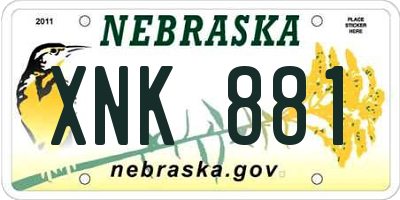 NE license plate XNK881