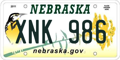 NE license plate XNK986