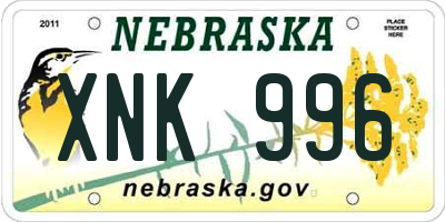 NE license plate XNK996