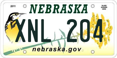NE license plate XNL204