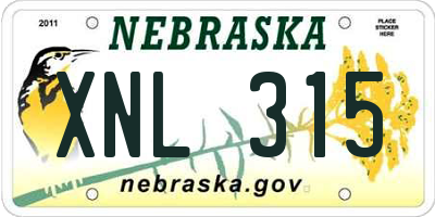 NE license plate XNL315