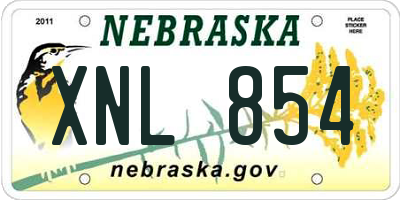 NE license plate XNL854