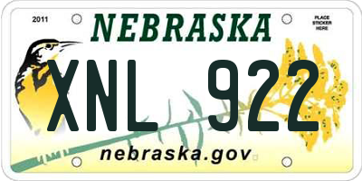NE license plate XNL922