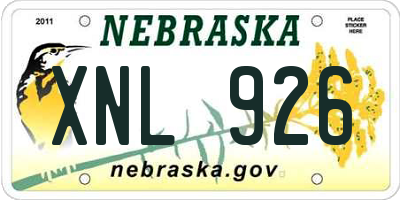 NE license plate XNL926