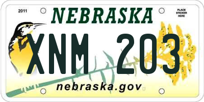 NE license plate XNM203