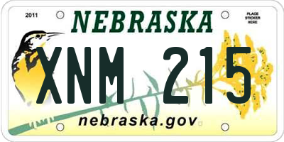 NE license plate XNM215